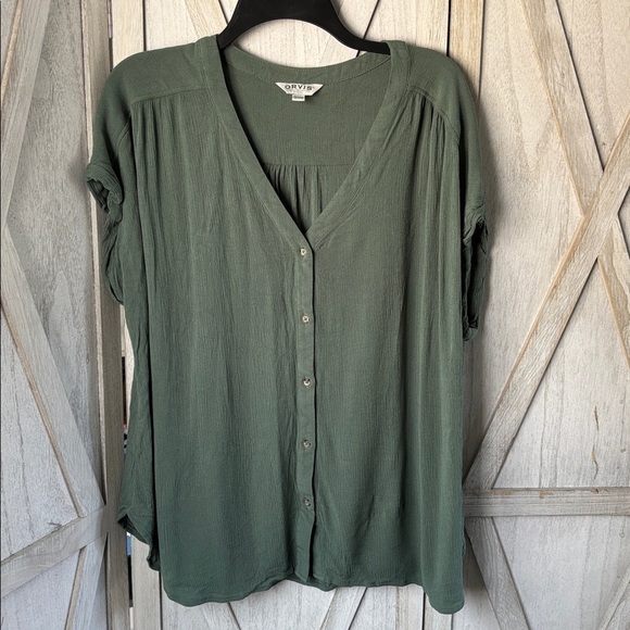 Orvis Textured Green Blouse - Picture 1 of 6